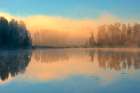 Canada-Ontario-Kenora Fog at sunrise on Isabel Lake Art Print